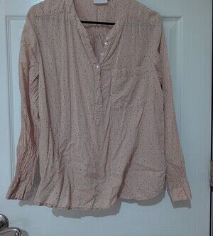 Light Blush Dot Print Henley Tunic Top
